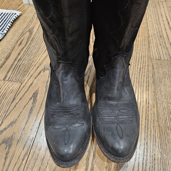 LibertyTall Black Nubuck Greased Embroidered Boots - Picture 7 of 11